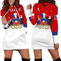 Chile Flag felpa con cappuccio dress vintage Harajuku 3D printed flag jumper casual sexy femminile con cappuccio dress