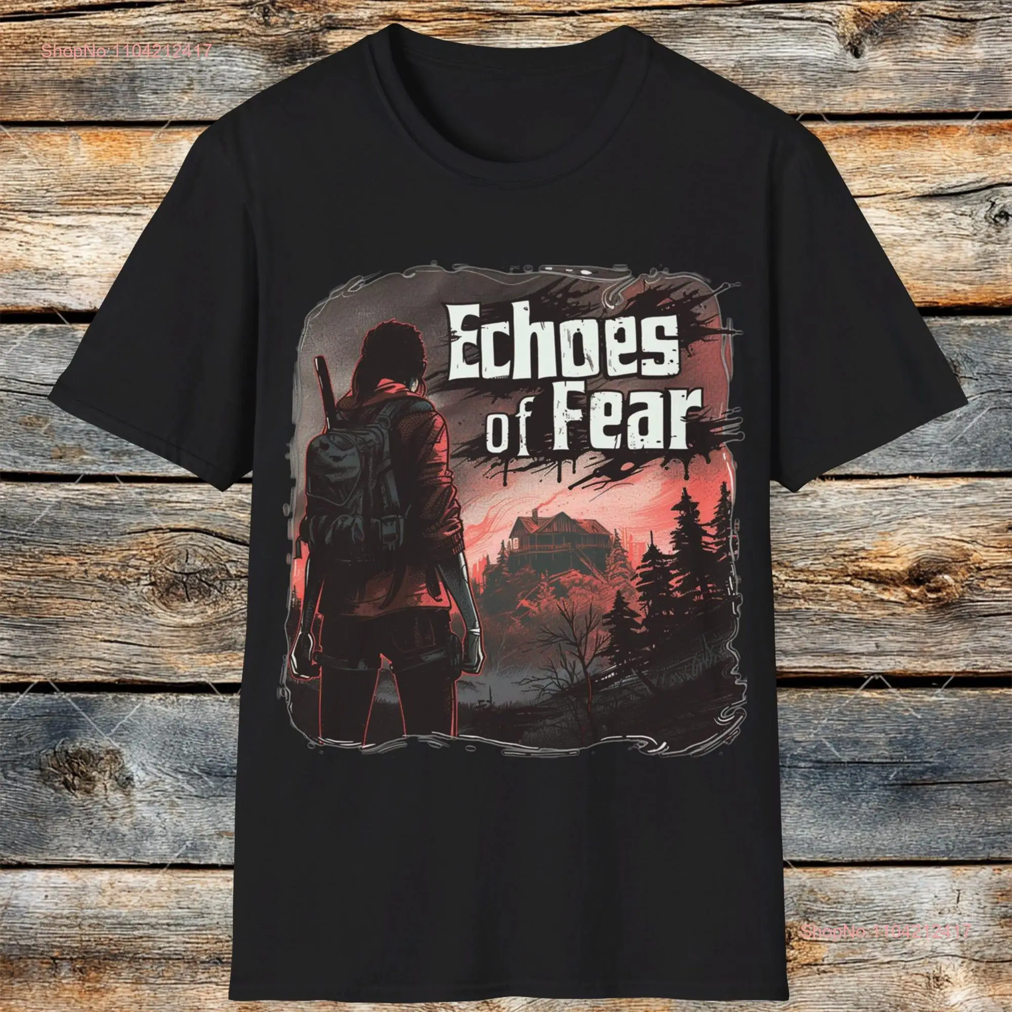 Echos of Fear T Shirt Eerie Halloween Spooky and Unique Design long or short sleeves