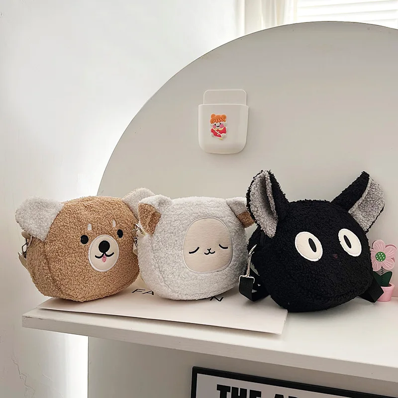 Tas selempang gaya Jepang wanita, tas bahu boneka kartun untuk wanita, tas ponsel & dompet kecil