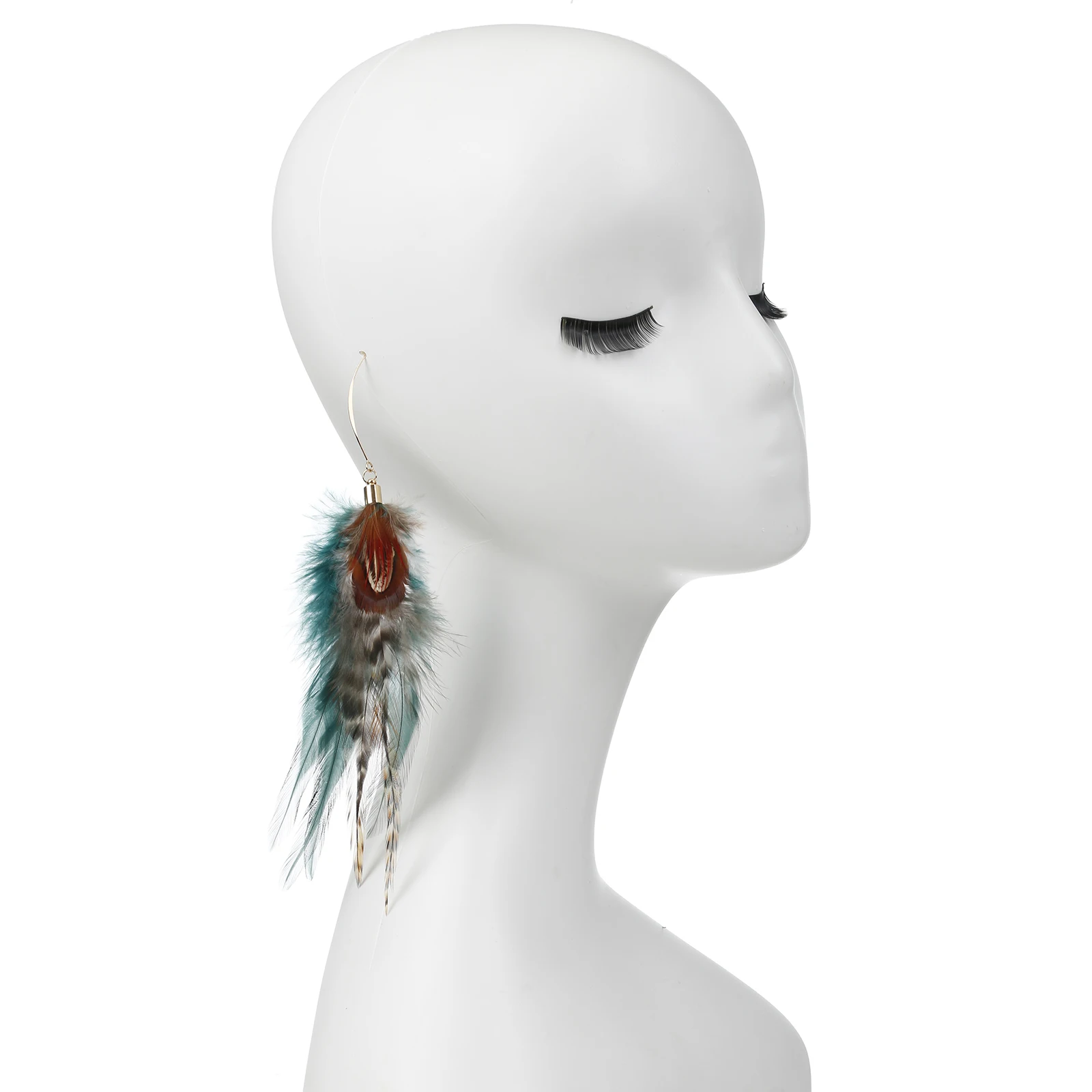 lureme Bohemian Style Multicolor Pheasant Feathers Dangle Earrings for Women Girls Large Feather Drop Earrings(er006405-1)