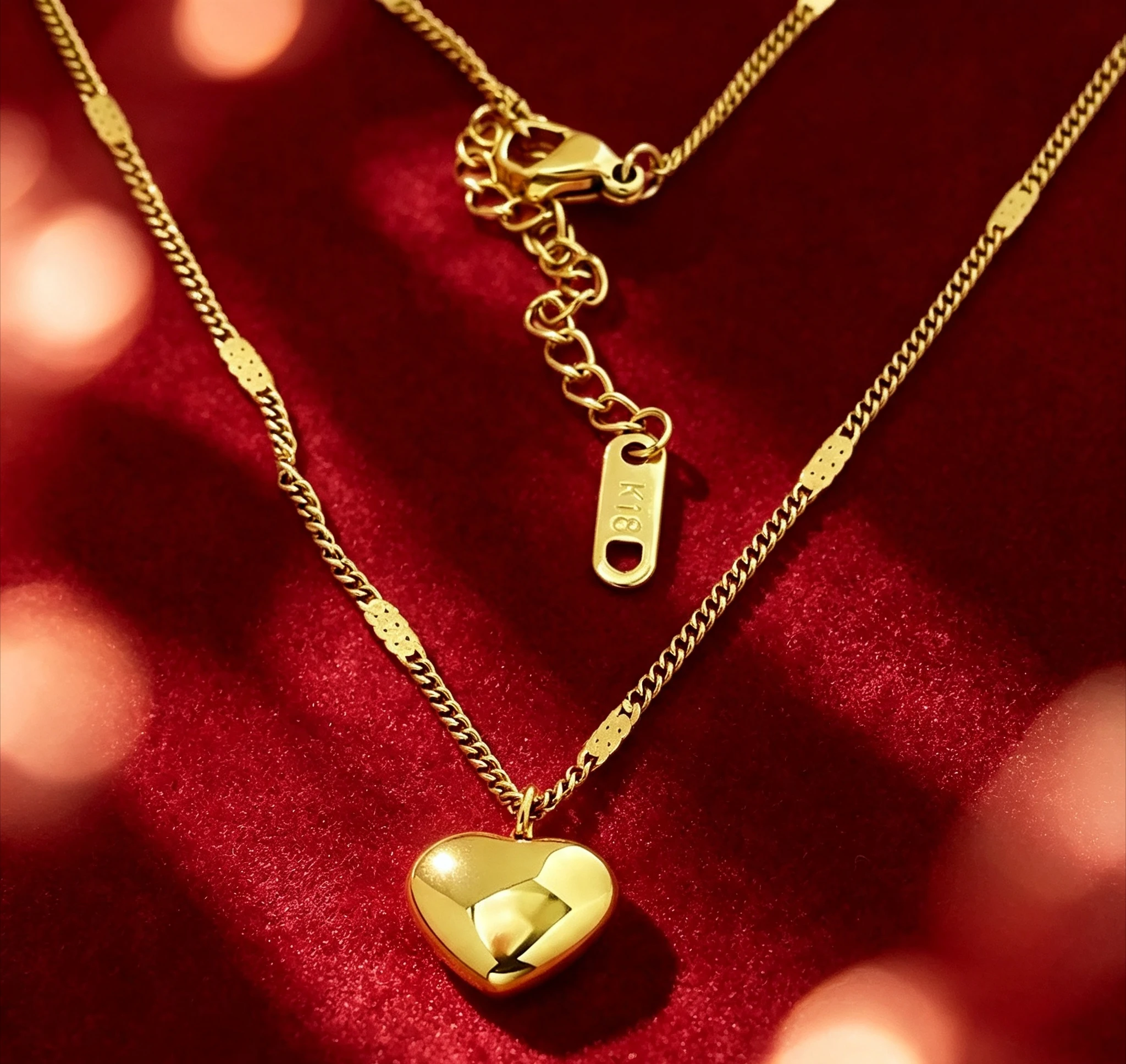 18K Pure Gold real gold Women's Love Love Pendant Necklace Collarbone Giving gifts for friends