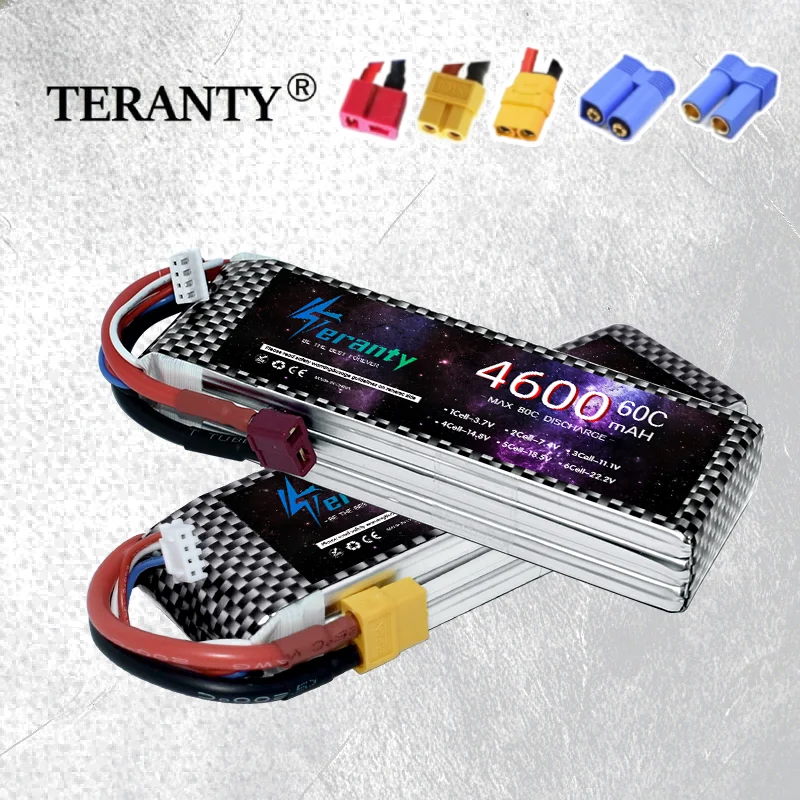 

Аккумулятор LiPo TERANTY 11.1V 4600mAh 60C 3S с разъемами XT60, Deans T, XT90, EC5 (штекер/гнездо) для FPV дронов и радиоуправляемых машин