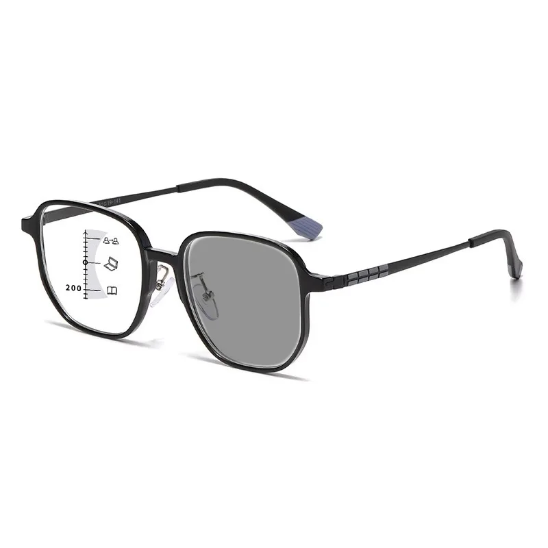 Simple and Fashionable Versatile Square Multifocal Photochromic Reading Glasses Blue Light Blocking Eye Protection Unisex