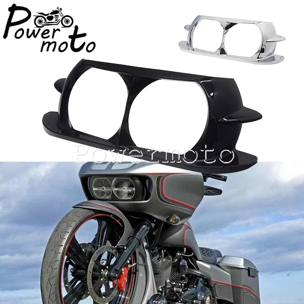 For Harley Road Glide FLTRX FLTRU FLTRXS FLTRXSE Head Light Ring Frame 15-20 Motorcycle Dual Headlight Bezel Trim Fairing Covers