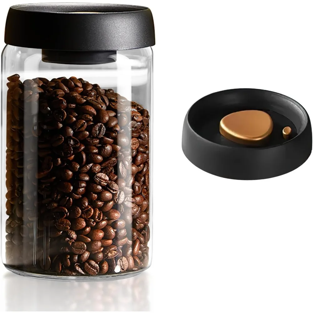 

1200ml/42ozVacuumFood Sealed Jar Glass Coffee Storage Jar High Temperature Resistant Airtight Container with ABS Lid Food Grade