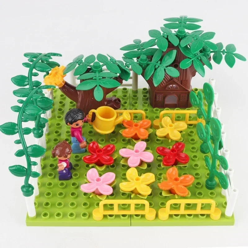 Blocos de Construção Grandes Brinquedos para Crianças, Série de Plantas Florestais ao Ar Livre, Flor, Grama, Fazenda Árvore, Acessórios para Adorno,