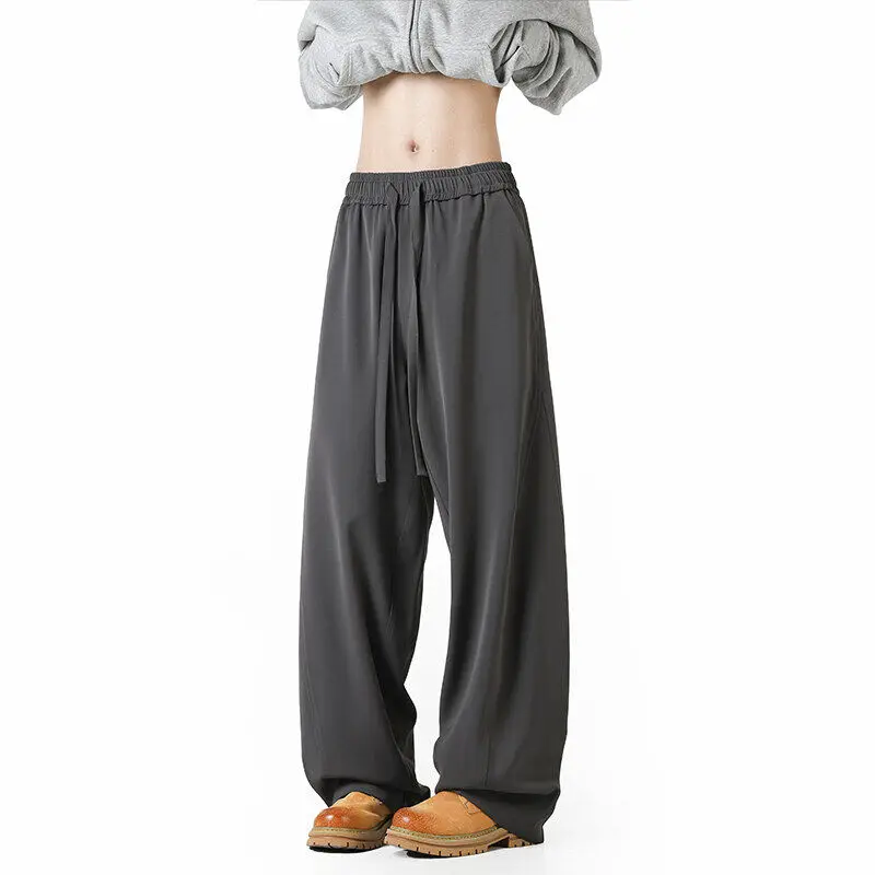 

Men's plus Size Loose Fit Solid Color Casual Pants Drawstring Elastic Waist Comfortable Lounge Streetwear Trousers M-5XL