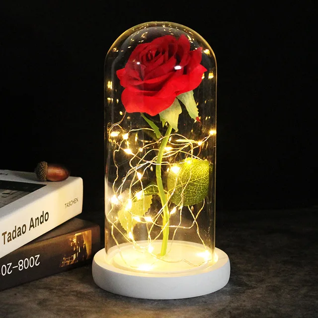 

Dazzling Golden Flower Figurine Romantic Glass Dome with Glittering Golden Rose Figurine Perfect Gift for Any Occasion