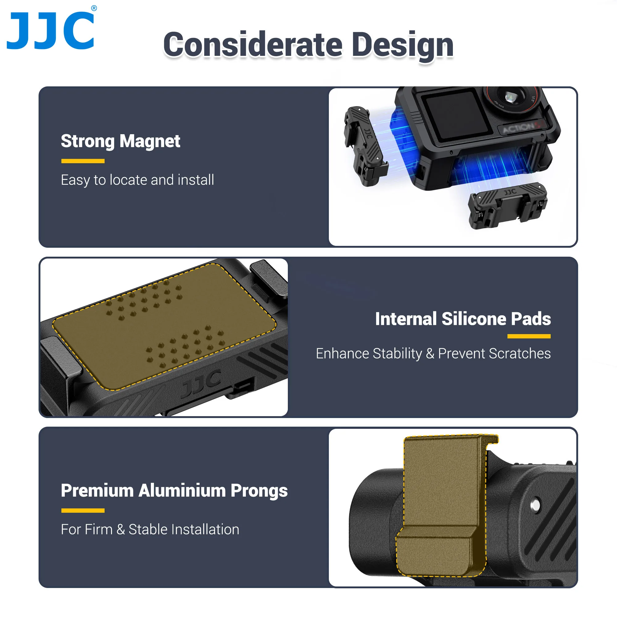 JJC قاعدة مغناطيسية سريعة الإصدار لـ DJI OSMO 360 Action 5 Pro 4 3 كاميرا محول الحذاء البارد قوس للميكروفونات أضواء LED