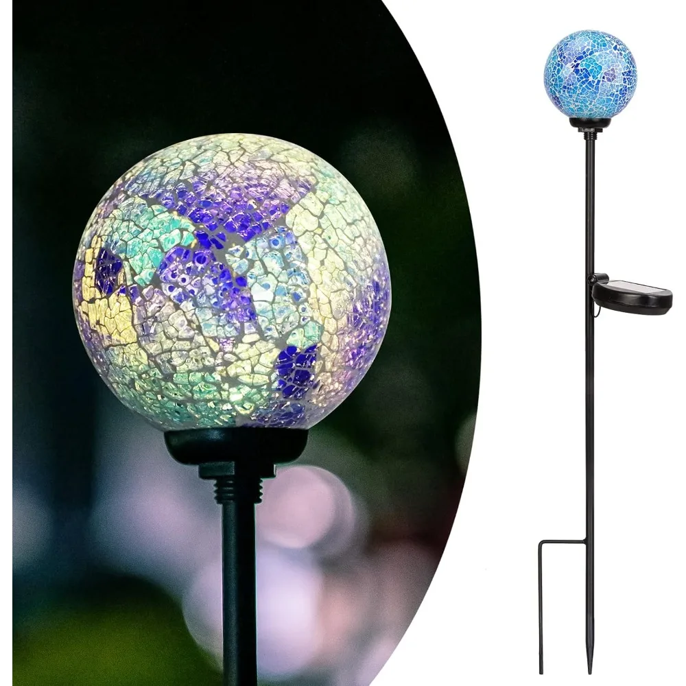 

Afirst Solar Lights Outdoor Decorative Mosaic Gazing Ball Garden Stakes Decorative Lights Waterproof Glass Ball LED Pathway Stak