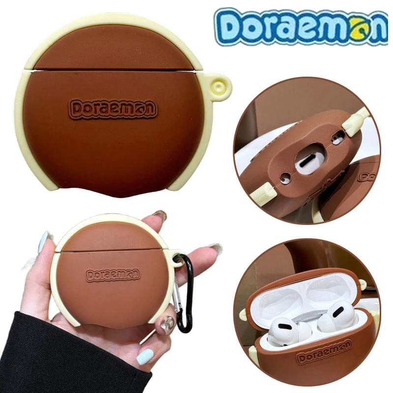 Doraemon 3D Dorayaki Kopfhörerhülle für Airpods 4 1 2 3 Anime Silikon Schutzhülle für Airpods Pro 2 Bluetooth Headset Cover