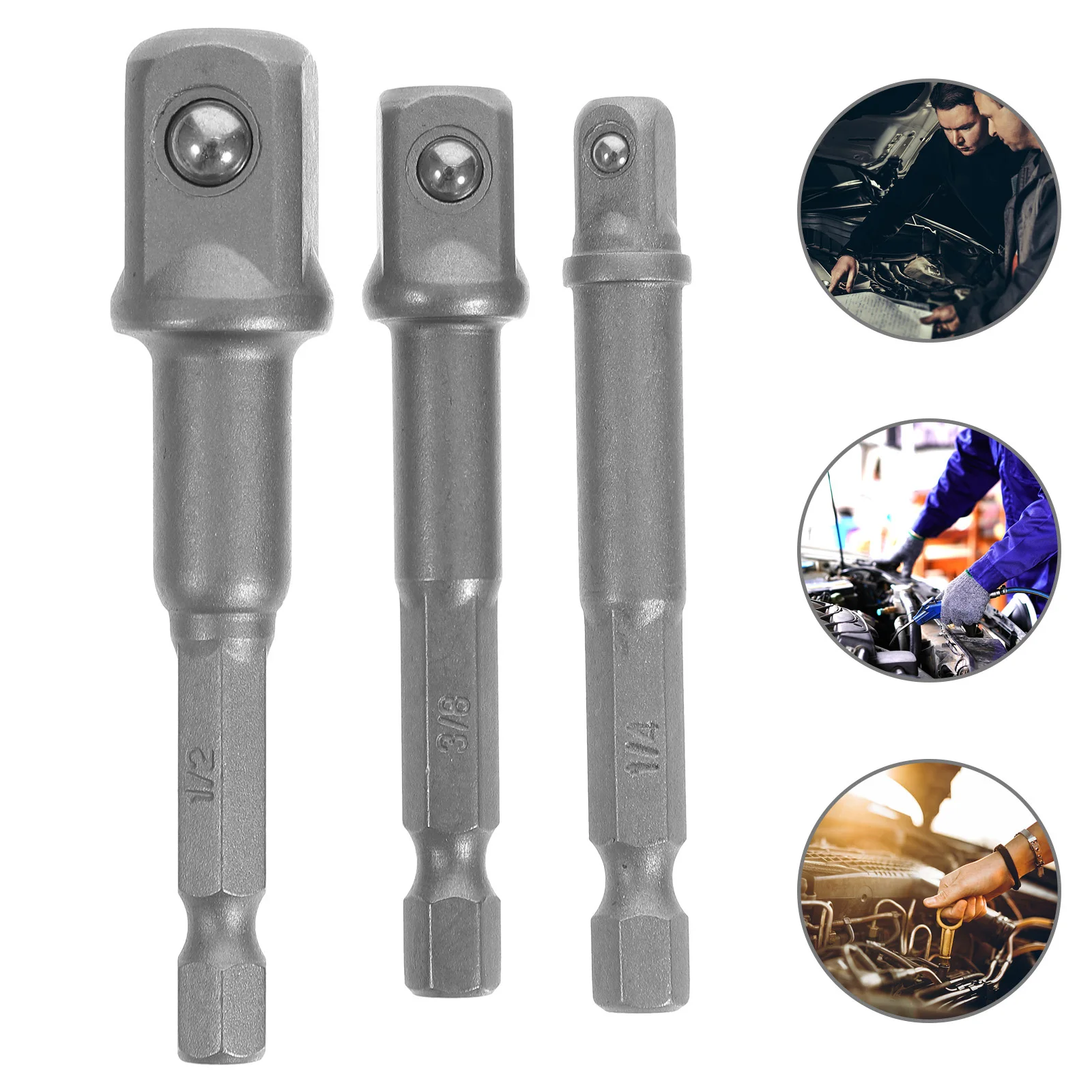 

6pcs Socket Adapter Set 1/4 3/8 In 1/2 In Drill Bit Adapter For Impact Driver Socket Wrench Extension Tool Accessory Hand Tools
