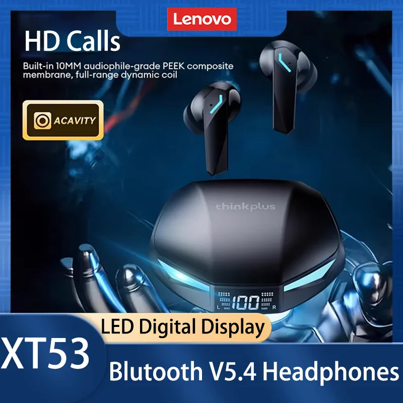 新しいレノボ XT53 ワイヤレス Bluetooth 5.4 イヤホンスマートタッチ 新しいレノボ XT53 ワイヤレス Bluetooth 5.4 イヤホンスマートタッチ