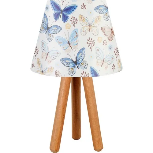 Bysay 3 Flip TripodAhşap Lampshade Table Lamp Blue Butterfly