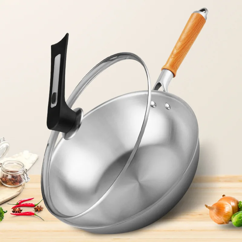 Pure titanium wok pan Healthy cooking composite titanium pot without coating Fearless of shovels pots and pans cookware