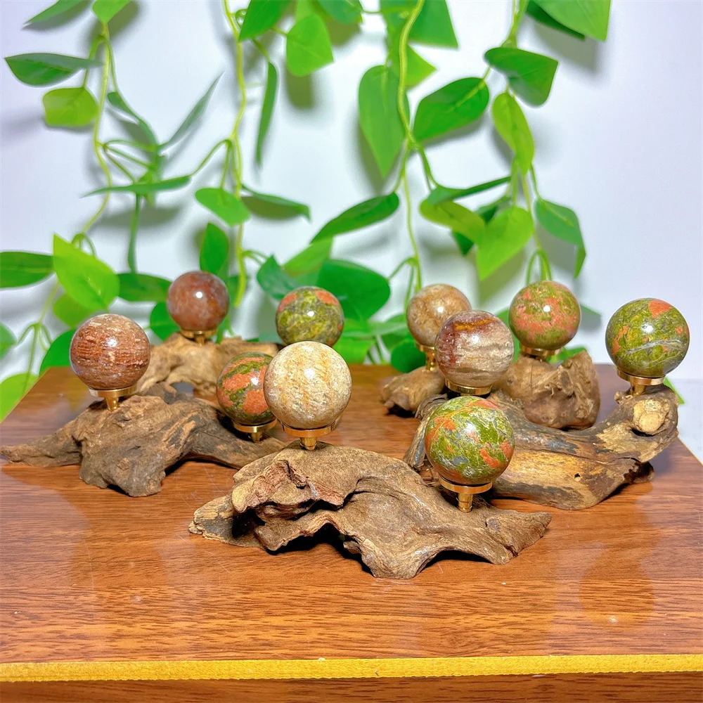 Unakite Sphere +Garden Quartz Sphere Crystal Natural Stone Quartz Minerals Home Decoritems Reiki Gifts Energy Healing Luck Love