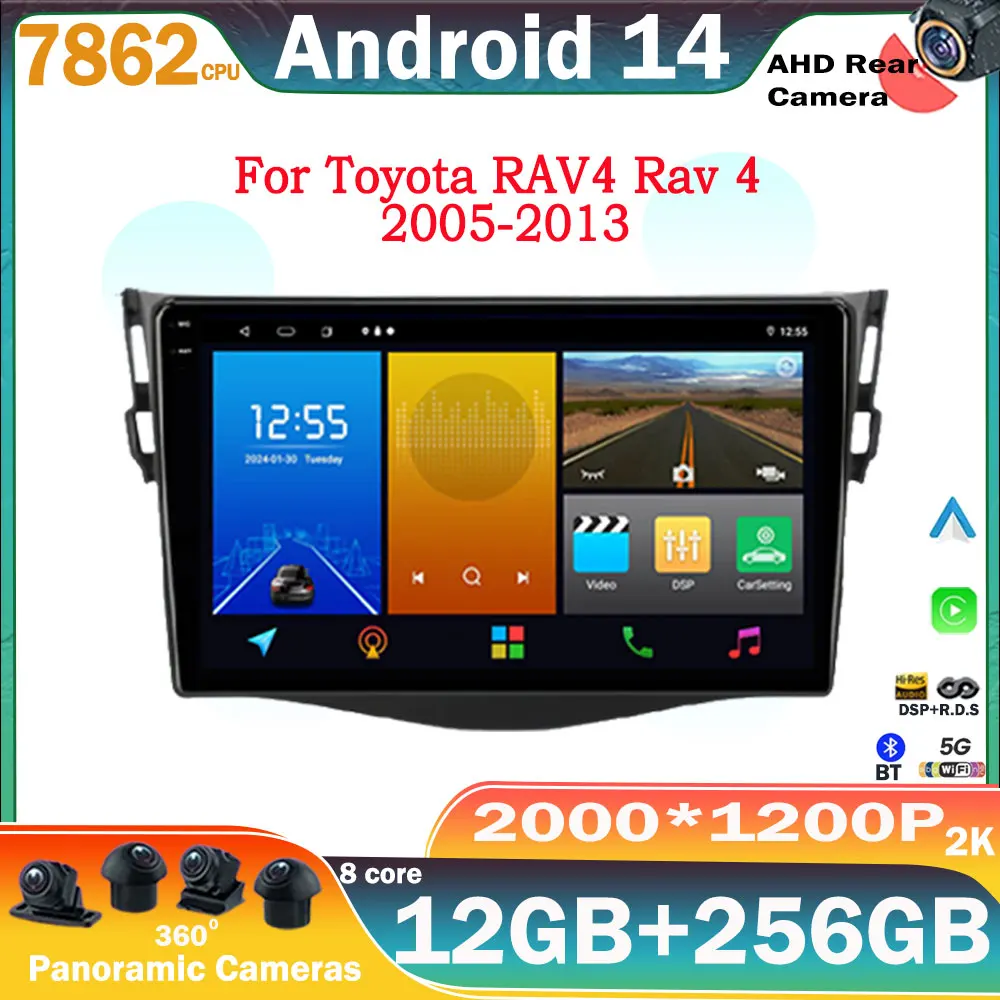 

Android 14 Car Radio Carplay For Toyota RAV4 Rav 4 2005 2006 2007 -2013 Multimedia Player GPS Navigation Stereo NO DVD Head Unit