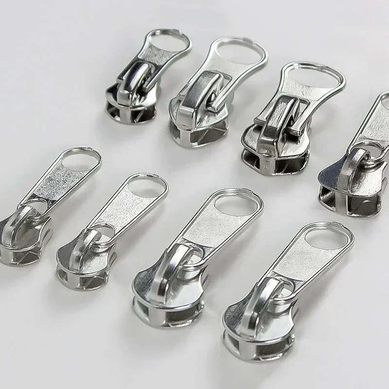 10/20 unidades 3 #   5 #   8 #   Sliders de zíper para resina de náilon metal zíperes prata slider puxar fita de bagagem zip extrator bloqueio cabeça kitting