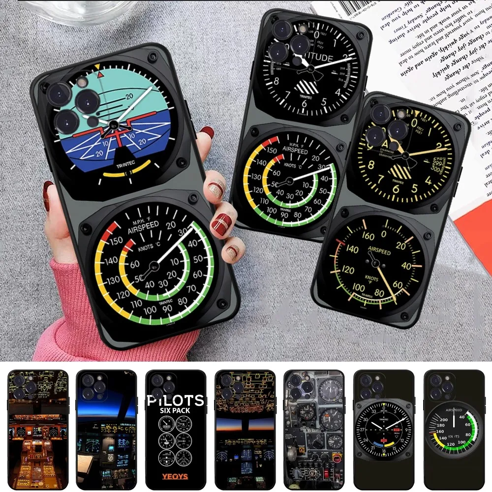 Aeroplane Helicopter Cockpit Instrument Phone Case For IPhone15 8 7 6 6S Plus X SE 2020XR XS 14 11 12 13Mini Pro Max Mobile Case