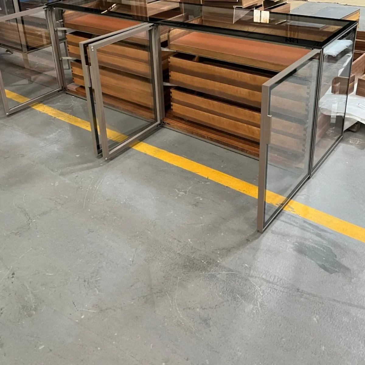 Designer Home Premium Black Walnut Glass Tea Cabinet