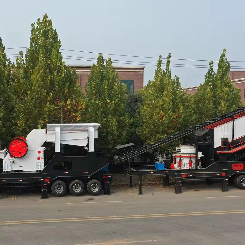 High Efficiency Limestone Granite Mountain Stone 300tph Stone Crushing Line Mobile Jaw Crusher with Screen