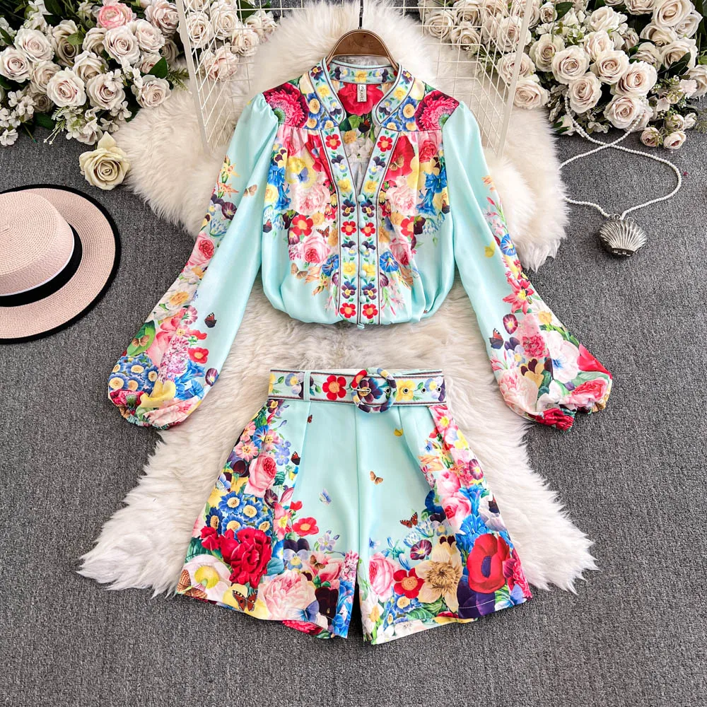 

Luxury Court Palace Print Outfit Set Suit Lady Elegant Dinner Banquets Party Women French Romantic Court Enening Night Out Sets