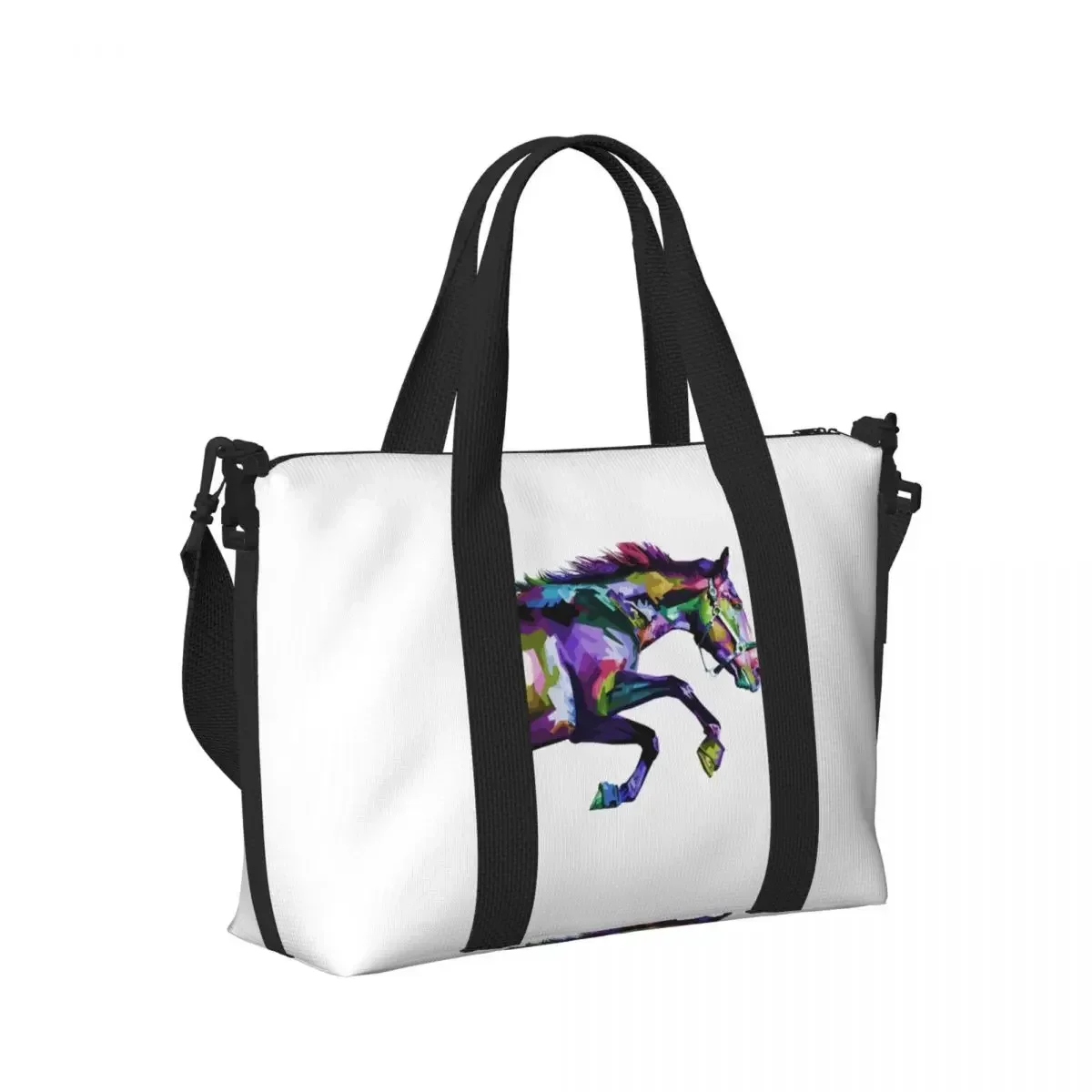 Floral Horse Christmas Gift Beach Travel Bag Large Capacity Tote Bags for Gym Sport Women Shopping Duffle Shoulder Bag