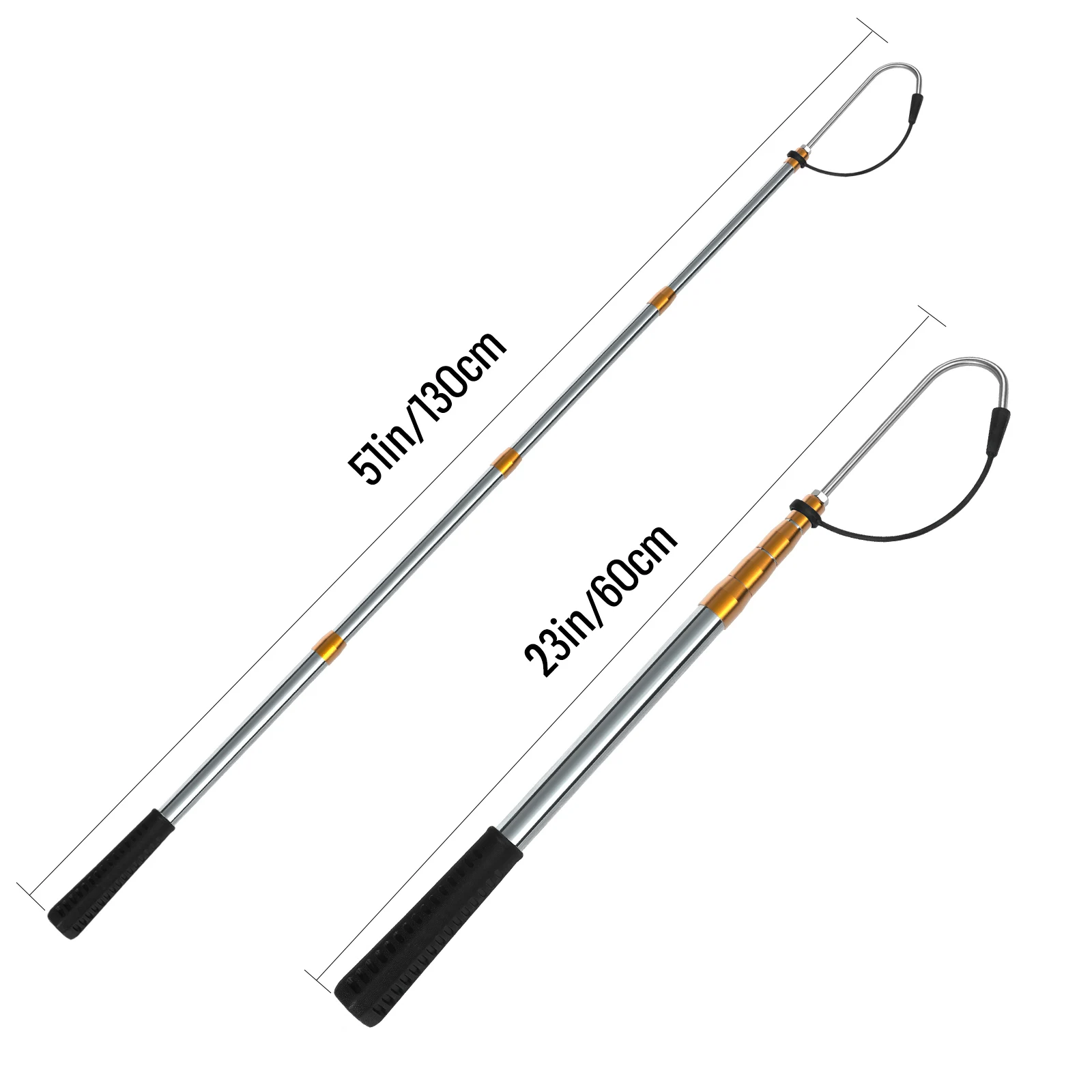 SANLIKE Telescopic Fish Gaff Pole with Stainless Sea Fishing Spear Hook Tackle Rubber Handle for Saltwater Offshore Tool