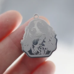 2pcs Cocker Spaniel Dog Pet Charms Stainless Steel Pendant Charms for Jewelry Making Necklace Cute Kids Gifts diy Accessories