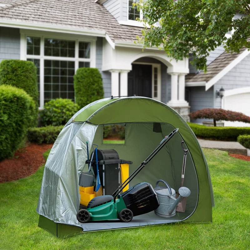 Imagem -04 - Outdoor Bicycle Storage Shed Tent 210d Revestido de Prata Tecido Oxford Portátil Impermeável Dobrável Única Bicicleta Tampa Conveniente