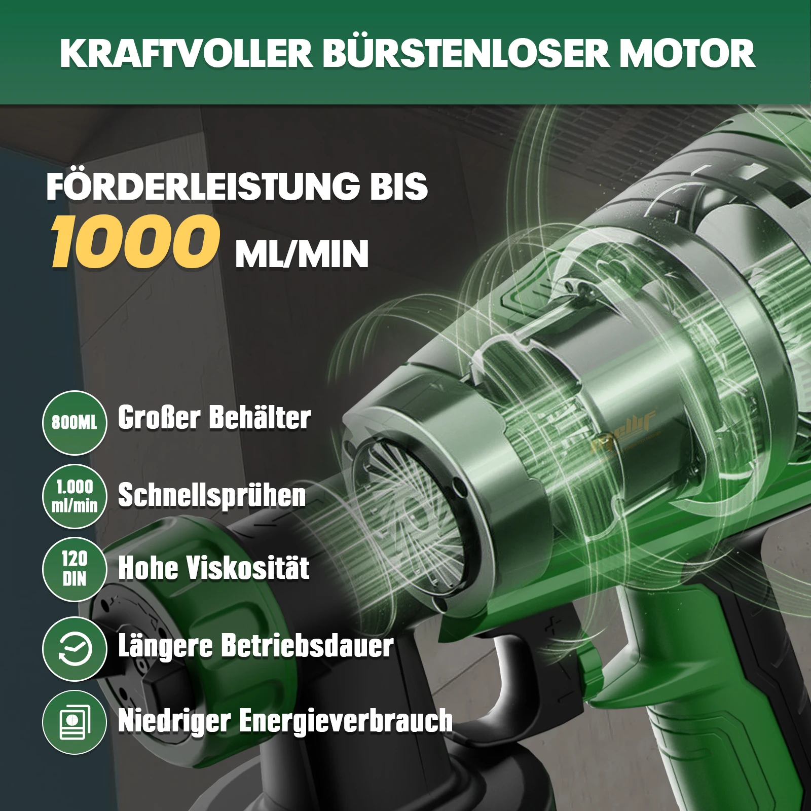 Brushless Cordless Paint Sprayer for Bosch POWER FOR ALL 18V Battery with 3 Spray Patterns for Painting Ceiling Fence(Tool Only)
