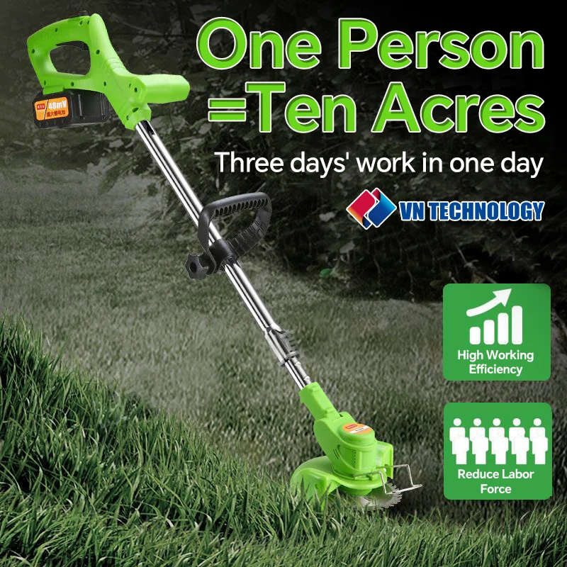 21V Grass Trimmer and Edger, Lawn Mower, Cordless, 12 Inch, Length Adjustable, 2 Batteries, Charger, and Spool Included