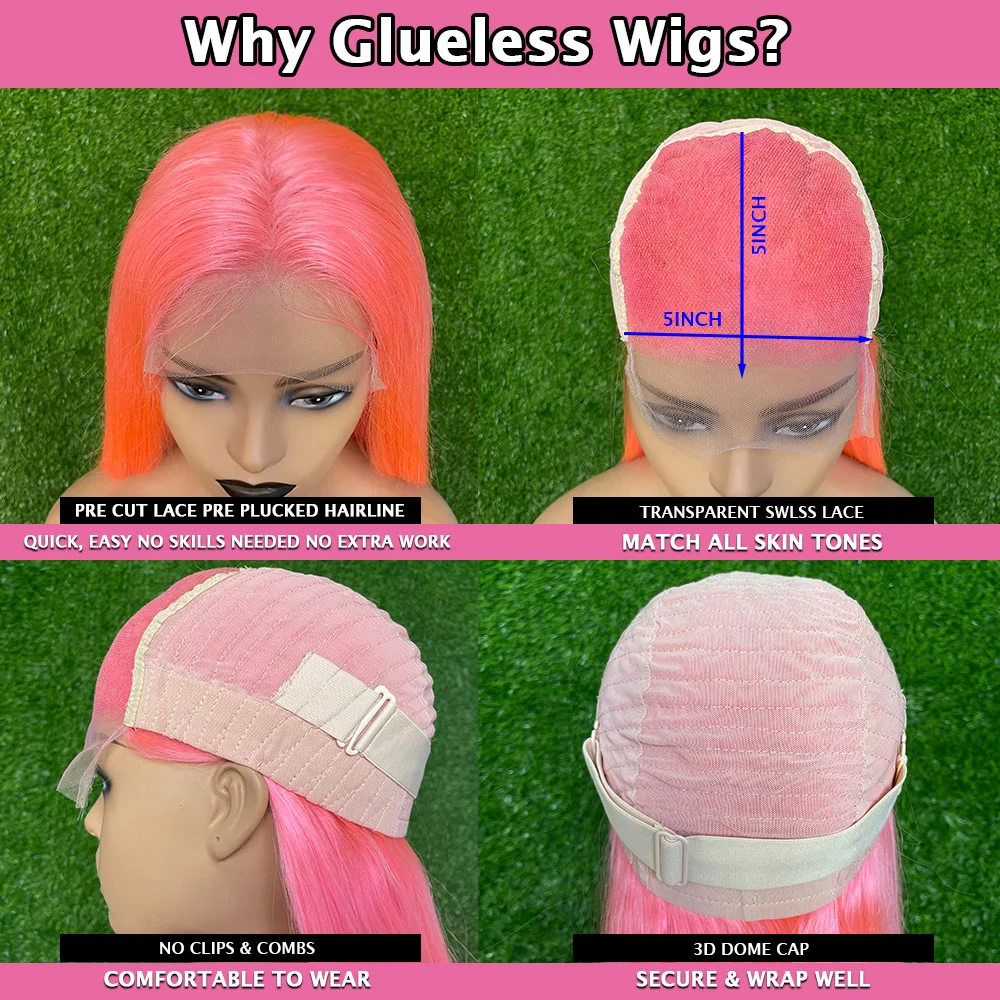 Wear Go Glueless Wig Yellow 13x6 HD Transparent Lace Front Straight Wigs For Women 613 Colored 13x4 Lace Front Human Hair Wigs