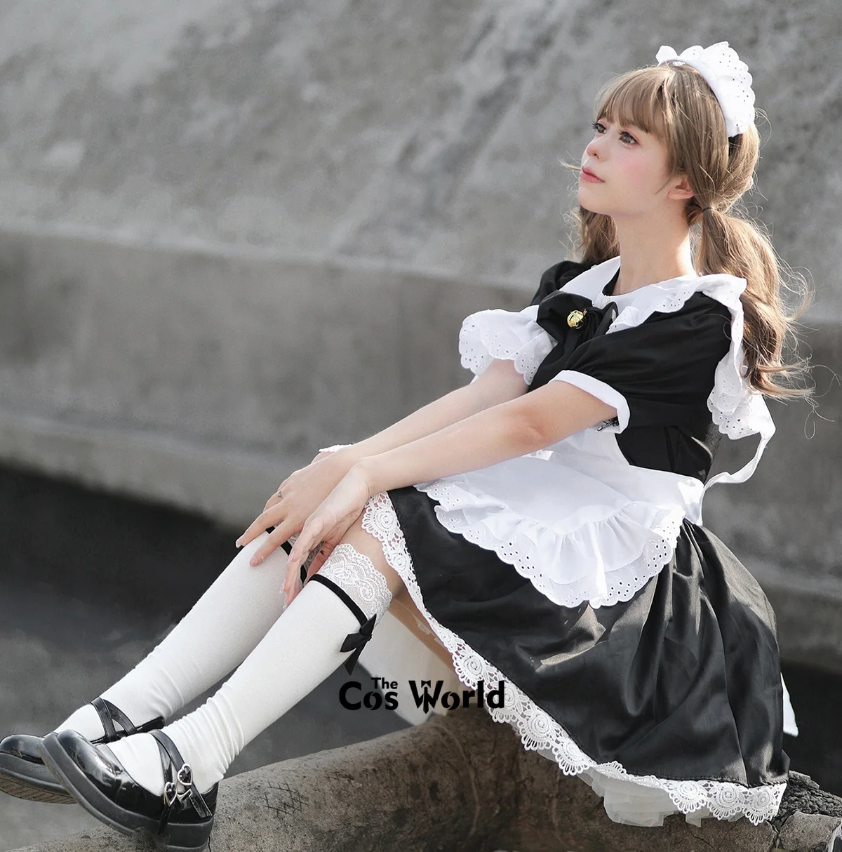 S-5XL japoński czarny biały pokojówka pokojówka restauracja fartuch sukienka, mundurek stroje Anime przebranie na karnawał