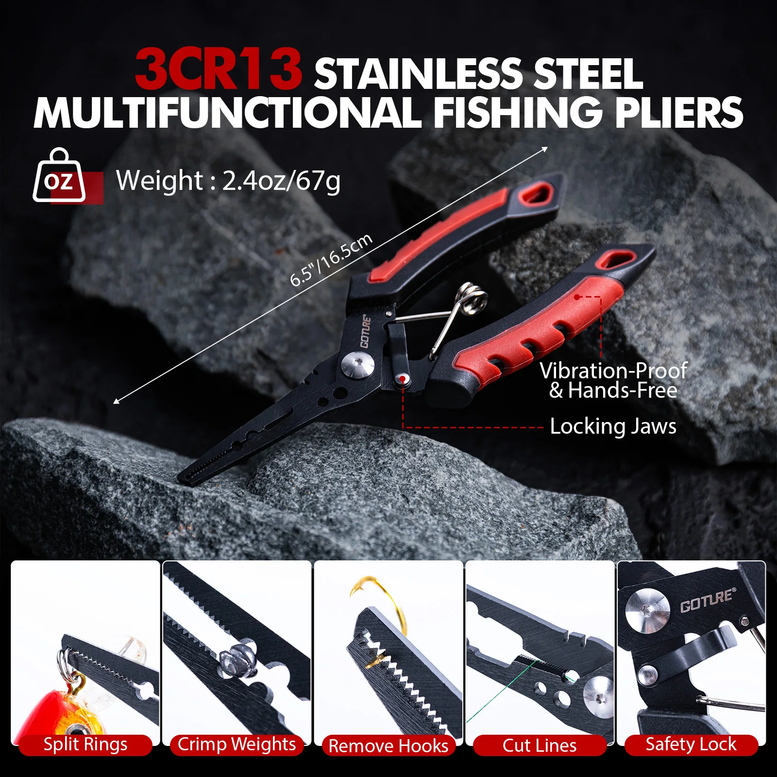 

Goture Stainless Steel Fishing Pliers ， Professional Scissors Clip Fish Control Tackle Gear Multifunctional Tool Accessories