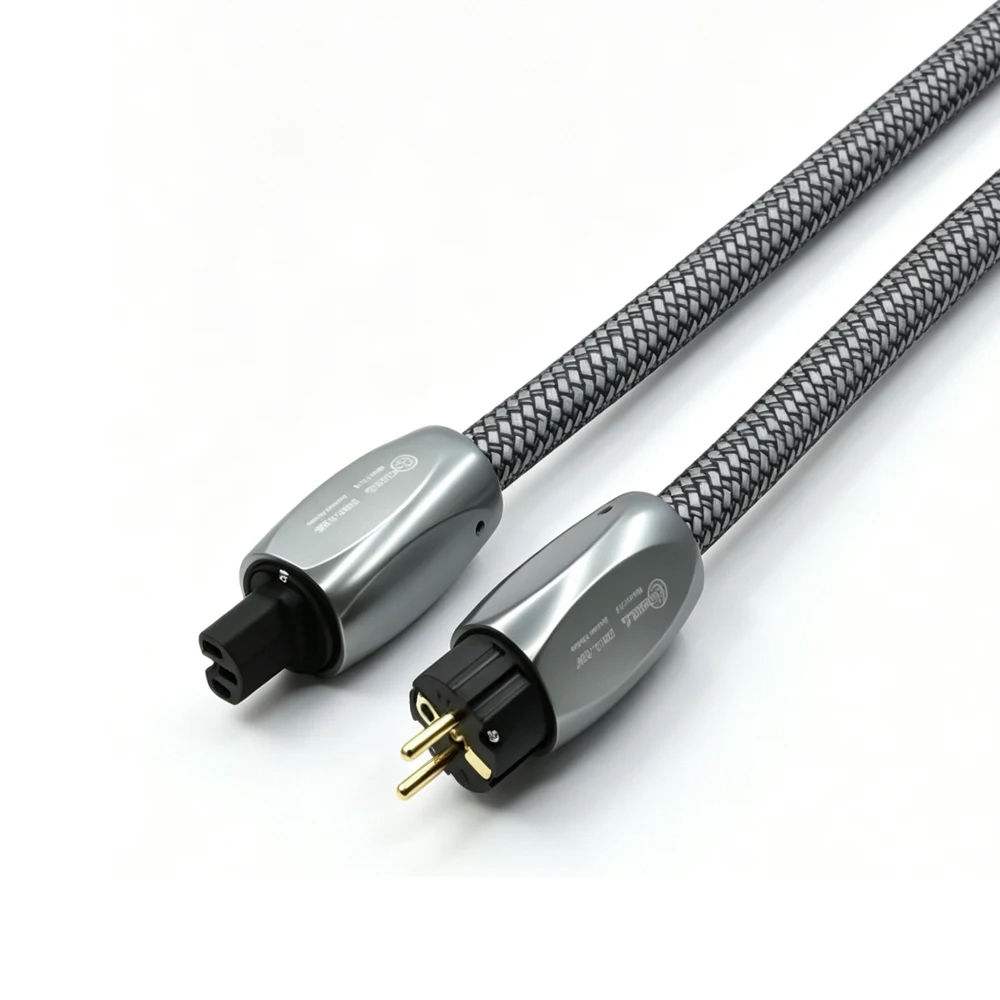 

HiFi Audiophile Power Cable Gold-Plated Plug EU US Schuko AC Cord for High-End Preamplifier Power Amplifier