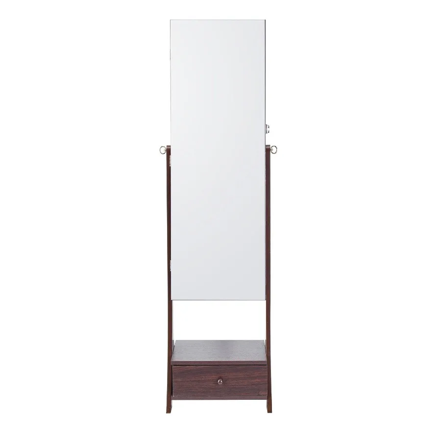 

Mirror Jewelry Cabinet Standing Mirror with Storage Full Length Brown