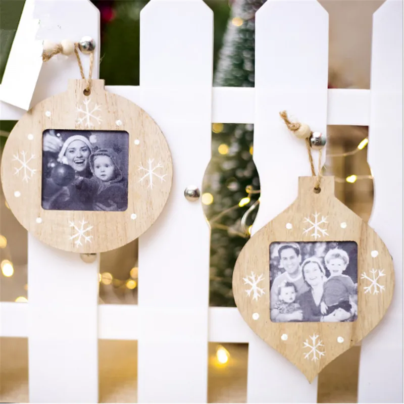 1pcs Wooden Christmas Tree Pendants Xmas DIY Photo Frame Ornaments Christmas Ornaments Christmas Decorations for Home Navidad