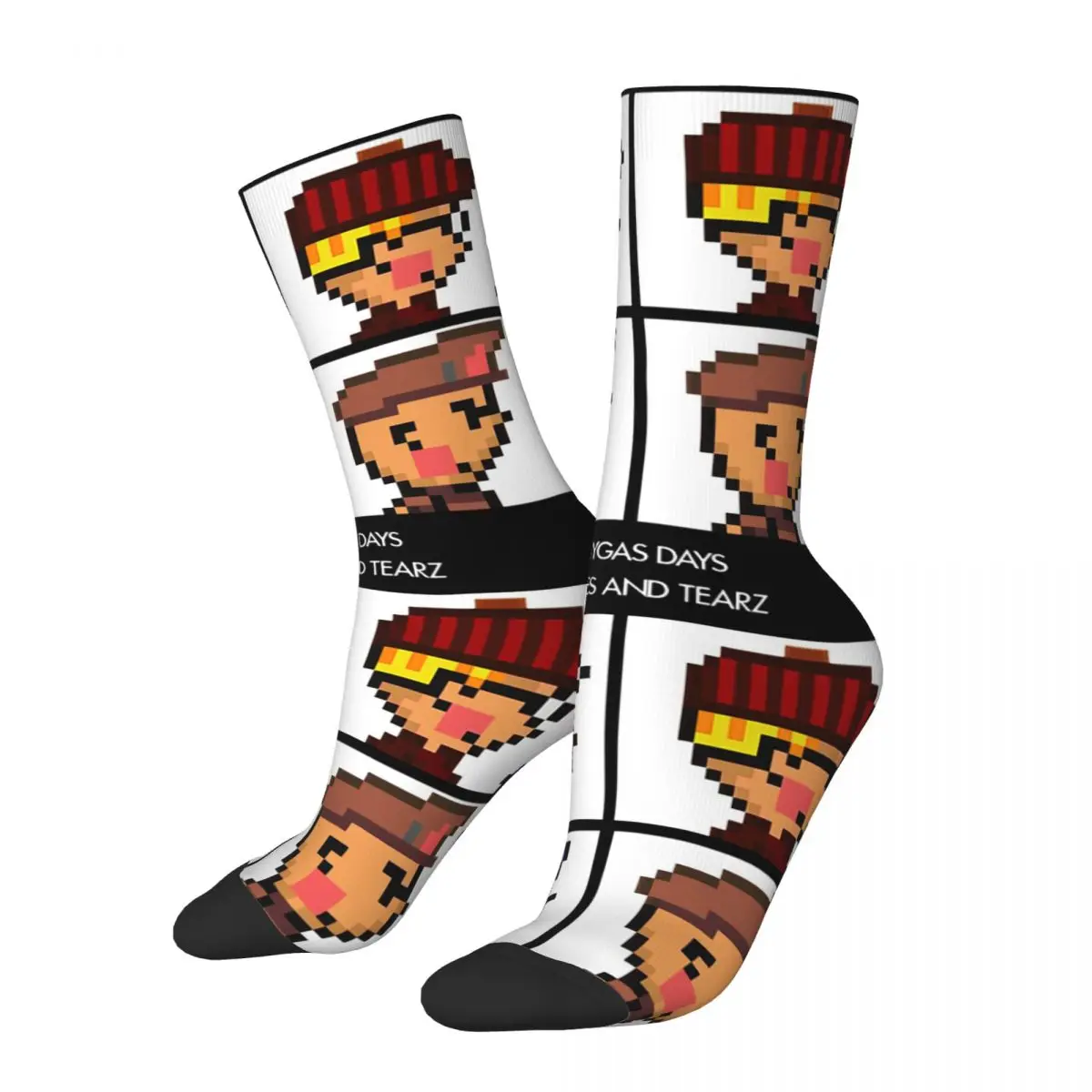 Funny Crazy Sock for Men Smiles And Tearz Giygas Days Hip Hop Harajuku Earthbound MOTHER RPG Game Pattern Printed Boys Crew Sock