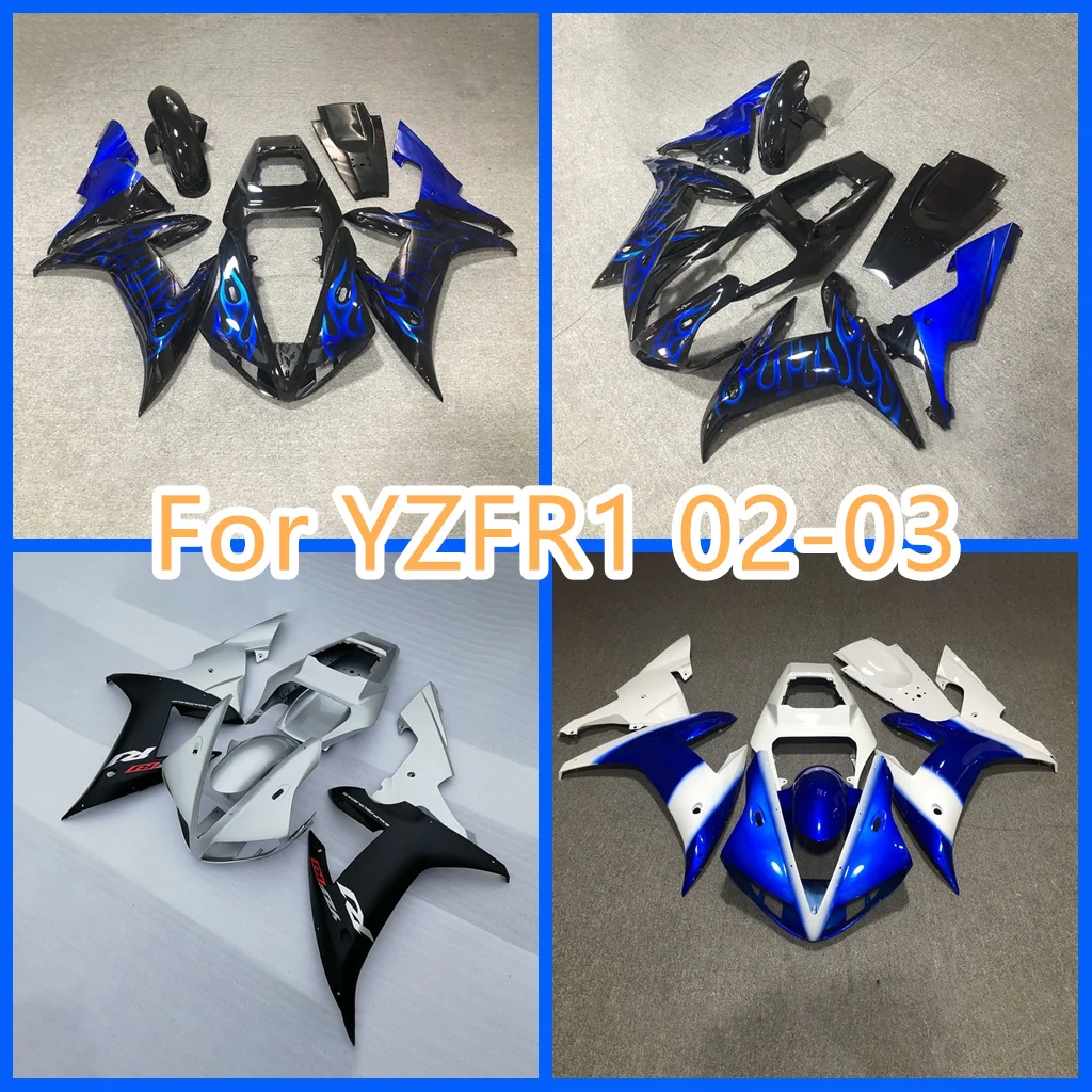 

Для YAMAHA YZF-R1 2002 2003 YZF R1 1000CC 02-03 2002 2003 100%, комплект обтекателей с голубым пламенем из АБС-пластика для кузова мотоцикла