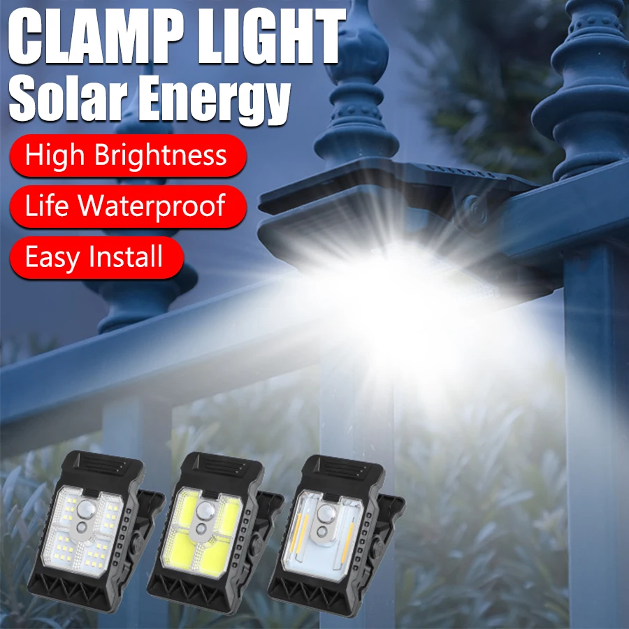 Nouvelles lampes solaires LED rechargeables à clipser, étanches, avec détecteur de mouvement, pour le camping en extérieur, le jardin, la décoration murale et l'éclairage paysager