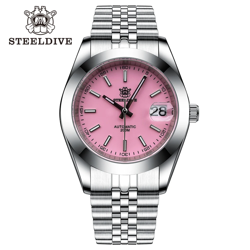 STEELDIVE Taucheruhr 1934 Retro Water Ghost Sapphire NH35 Herren automatische mechanische Uhren 20 Bar wasserdicht leuchtend