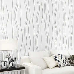 Modern Simple Non-woven Wallpaper Vertical Stripes 3D Living Room TV Background Wall Paper Non Self-adhesive Wallpaper