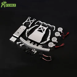 Alloy CNC Protection Crash Front Bumper Kit with LED Light Fit for 1/5 HPI ROFUN BAHA ROVAN KM BAJA 5T Rc Car Toys Games Parts