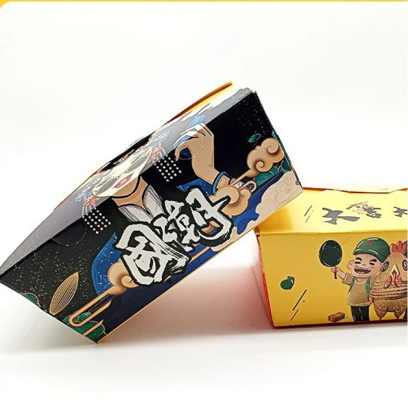 Custom. In Stock No Fold Commercial Korean Fried Chicken Box Takeaway Thickened Disposable Food White Card Oil-proof Lunch Box P