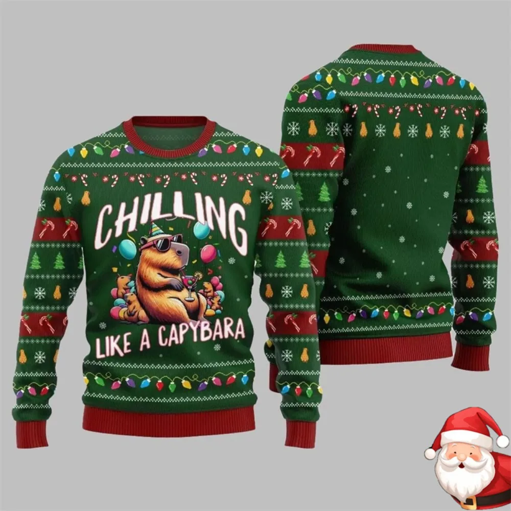 موضة 2025 عيد الميلاد سترة قبيحة للرجال امرأة ثلاثية الأبعاد طباعة الحلوى ندفة الثلج نمط عيد الميلاد سترة مريحة شعبية #3