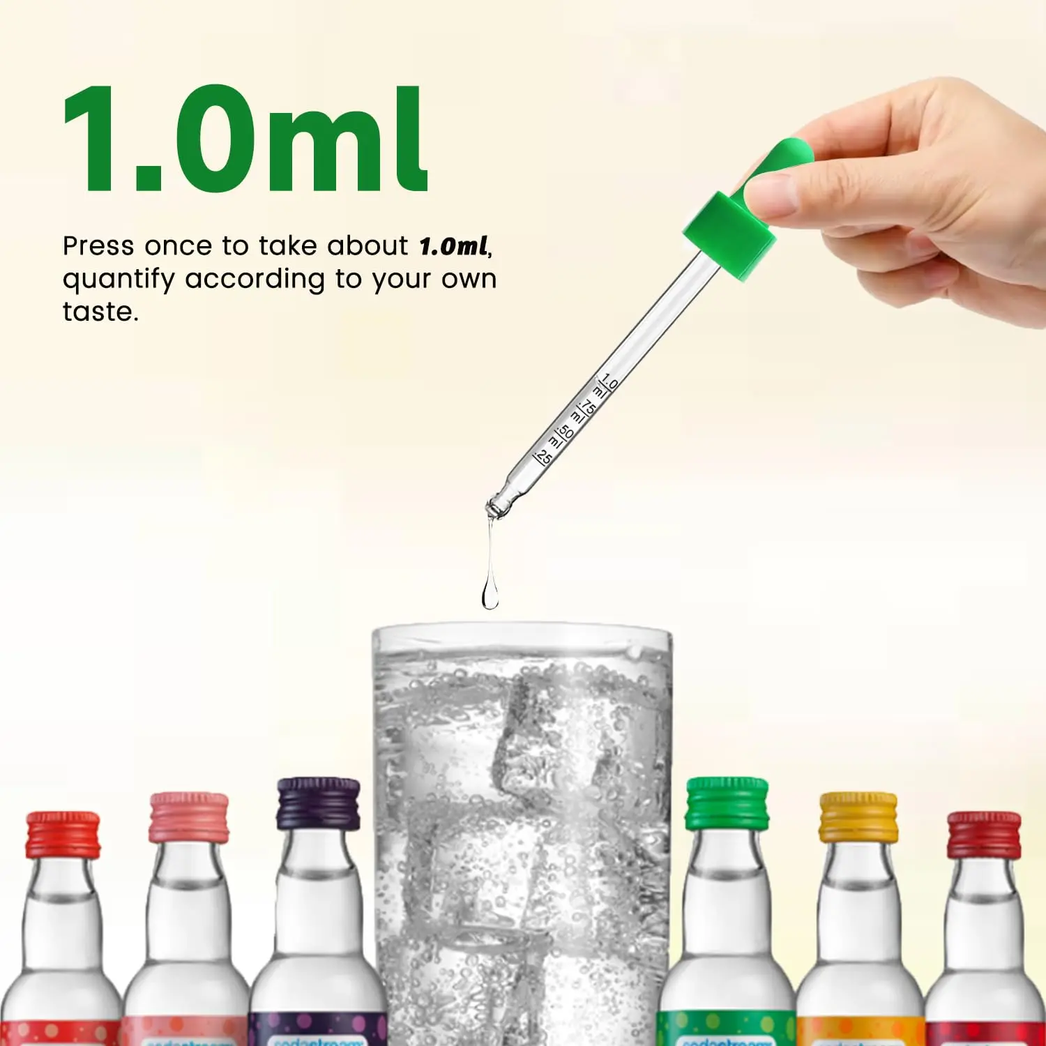 6 colored glass pipettes, 1ml pipettes, colored laboratory glass pipettes.