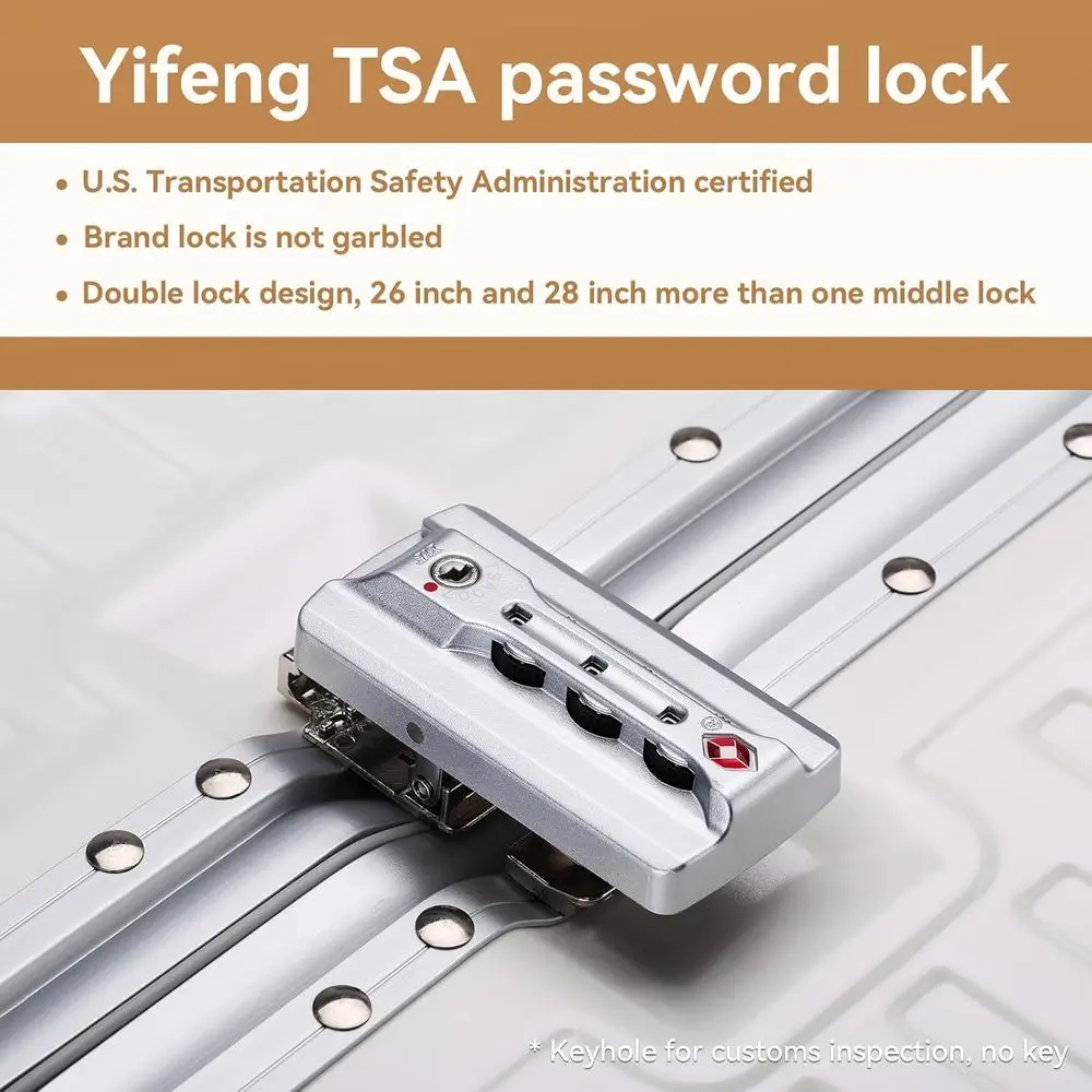 Medium 22 Lightweight Hard Shell Suitcase with Aluminum Frame, Polycarbonate Trunk, Spinner Wheels, TSA Locks, Shell White