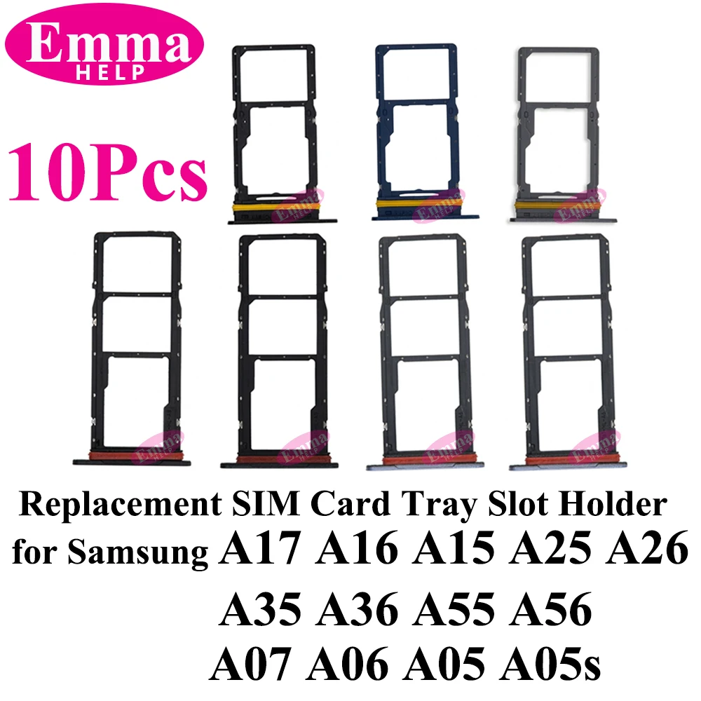 10 Peças Bandeja de Cartão SIM para Samsung Galaxy A06 A16 A26 A36 A56 A05 A15 A25 A35 A55 A07 A17 Suporte de Chip SIM Adaptador de Slot Peças de Reparo