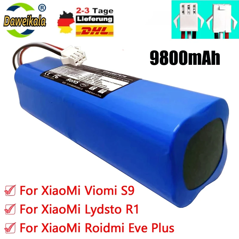 For XiaoMi Lydsto R1 Viomi S9 Roidmi Eve Plus Rechargeable Li-ion Battery Robot Vacuum Cleaner R1 Battery Pack 12800mAh